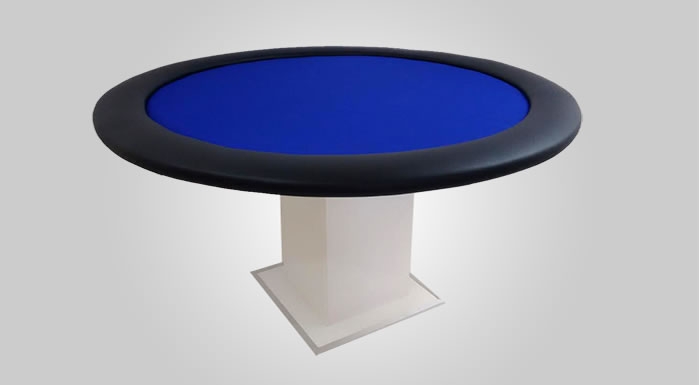 Mesa Redonda para Jogos de Cartas com Feltro Azul - R2